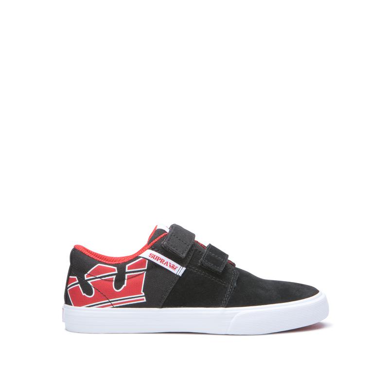 Supra STACKS II VULC VELCRO Sneaker Low Kinder Schwarz / Rot Bestellen EJFIW0846